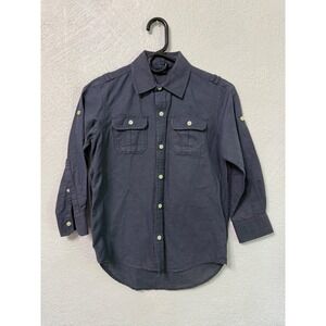Gap Kids Boys Size Small 6-7 Dark Blue Long Sleeve Button-Up Shirt Youth